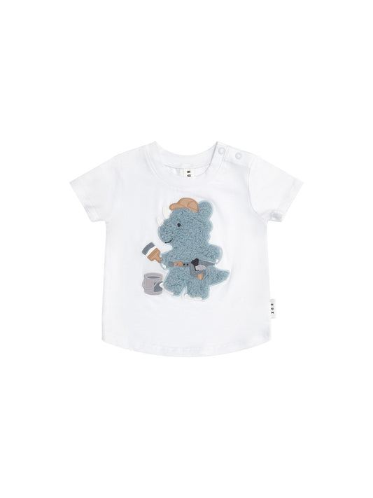 Huxbaby Tradie Furry Dino T-Shirt White