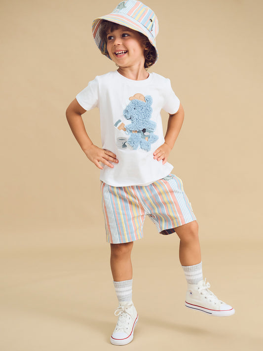 Huxbaby Tradie Furry Dino T-Shirt White