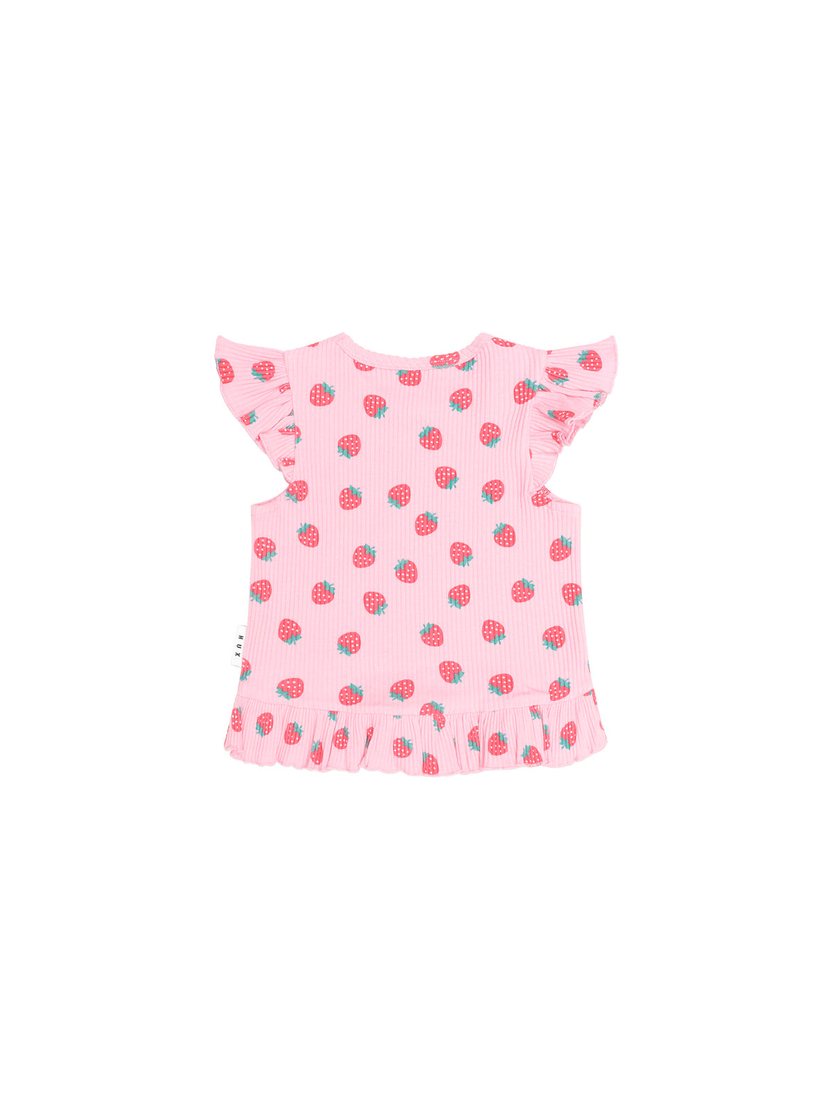 Huxbaby Strawberry Print Rib Peplum Tee