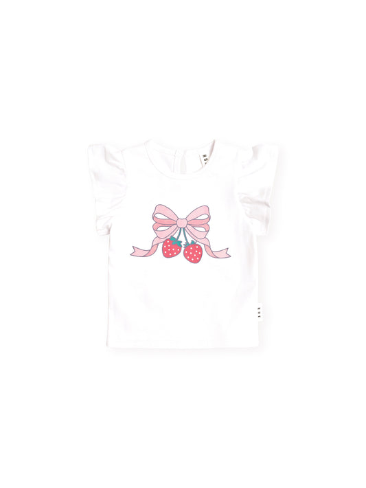 Huxbaby Strawberry Bow Frill Tee