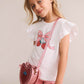 Huxbaby Strawberry Bow Frill Tee