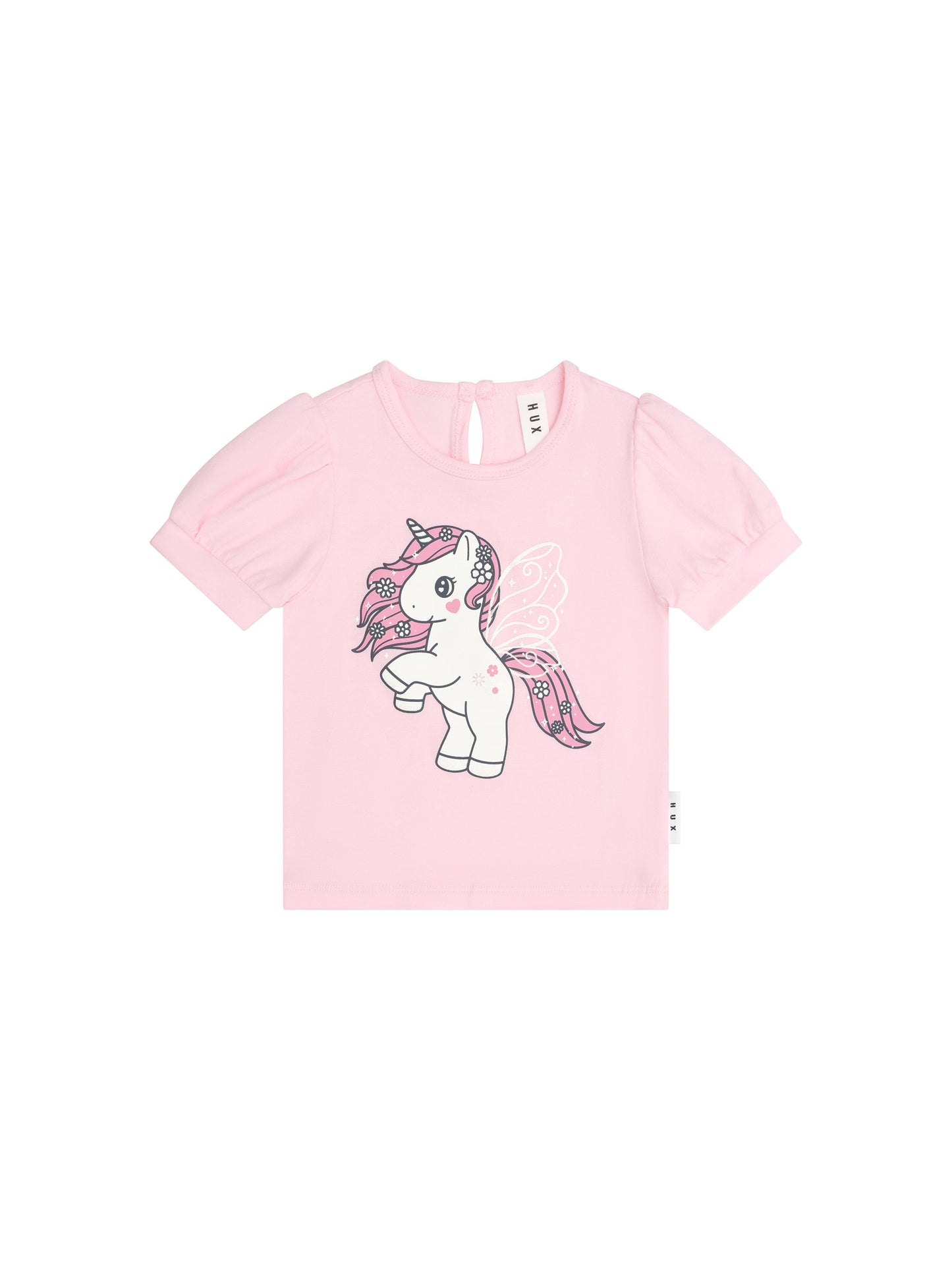 Huxbaby Flutter Unicorn Puff Sleeve T-Shirt Cherry Blossom