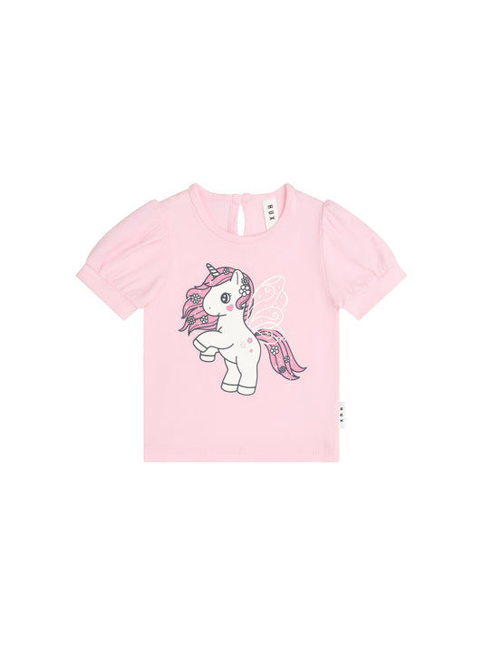 Huxbaby Flutter Unicorn Puff Sleeve T-Shirt Cherry Blossom