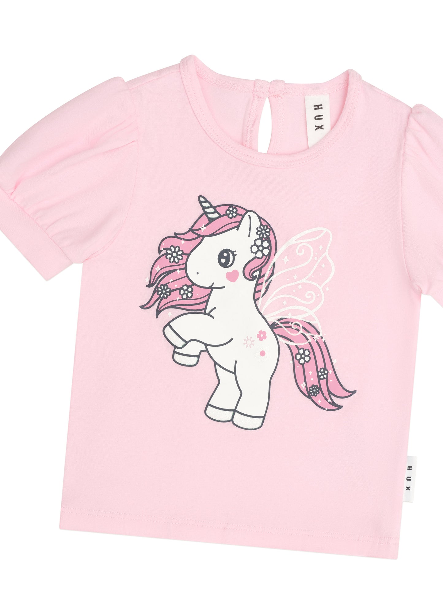 Huxbaby Flutter Unicorn Puff Sleeve T-Shirt Cherry Blossom