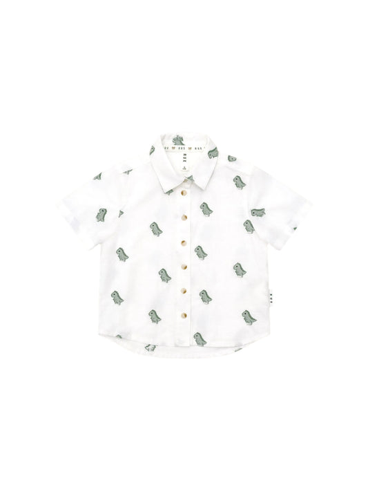 Huxbaby Dino Embroidered Shirt White