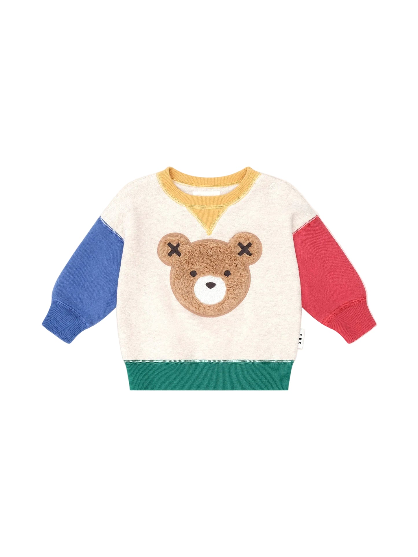 Huxbaby Furry Huxbear Colour Block Sweatshirt Oat Marle