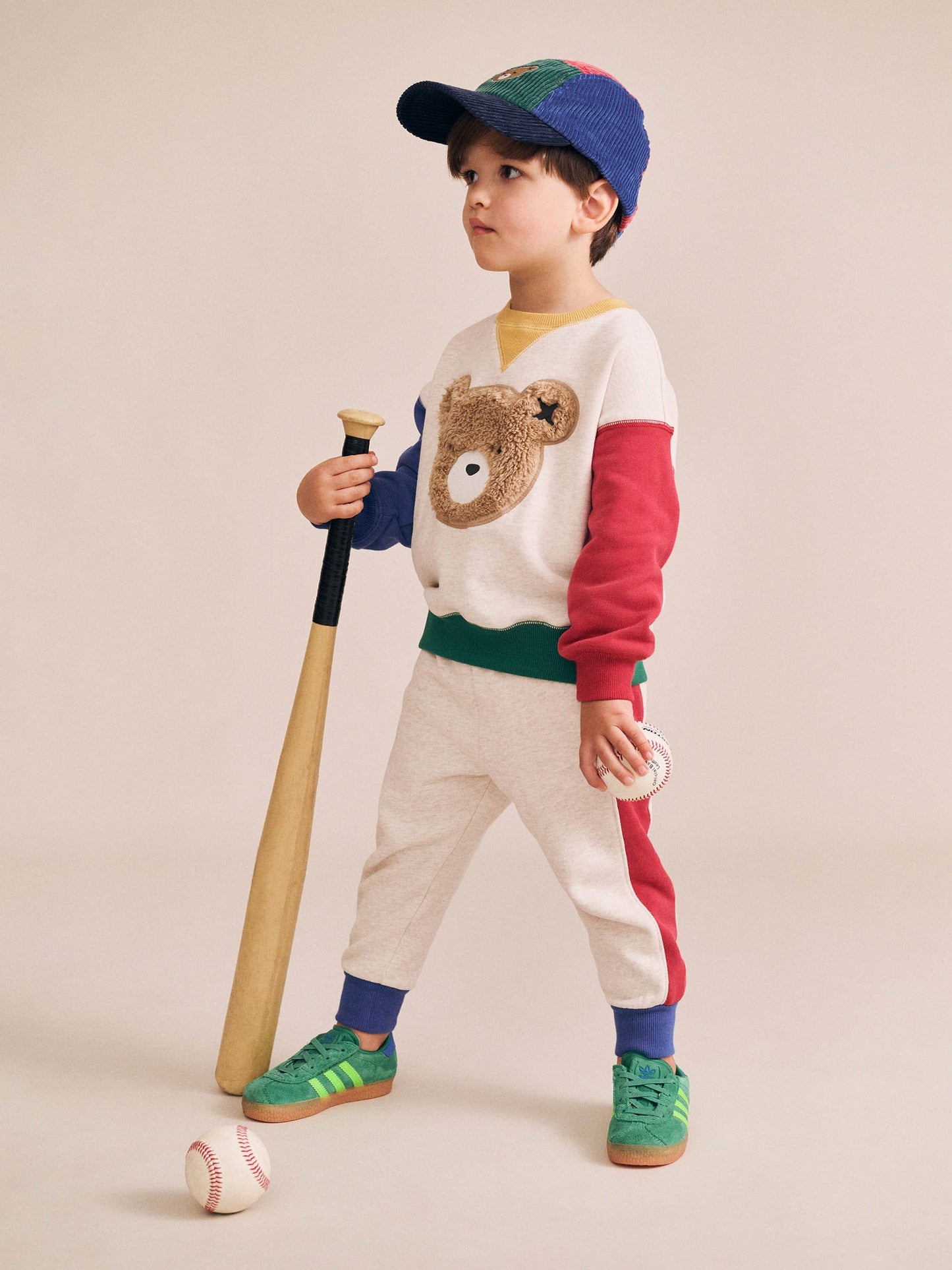 Huxbaby Furry Huxbear Colour Block Sweatshirt Oat Marle