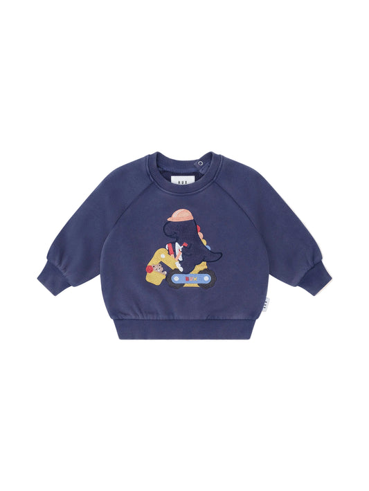Huxbaby Tradie Dino Sweatshirt Washed Navy