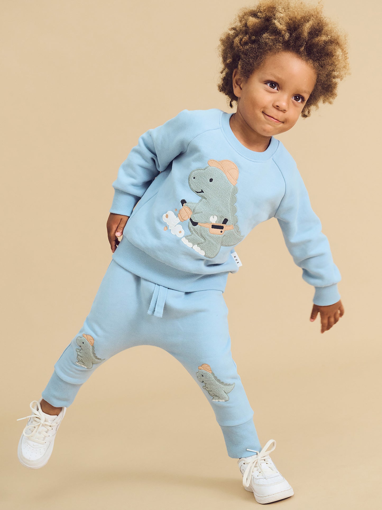 Huxbaby Construction Dino Sweatshirt Marine Blue