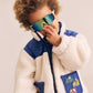 Huxbaby Patches Cord Sherpa Jacket  Cobolt / Ecru