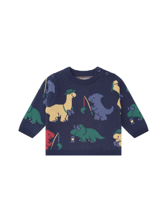 Huxbaby Camping Dino Knit Pullover Navy