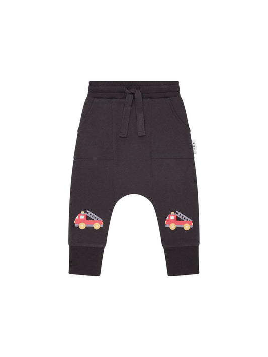 Huxbaby Firetruck Drop Crotch Pant Soft Black