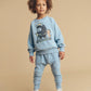 Huxbaby Scooter Monster Sweatshirt Washed Blue