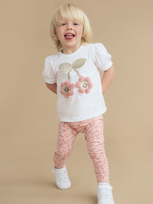 Huxbaby Smile Floral Legging Dusty Rose