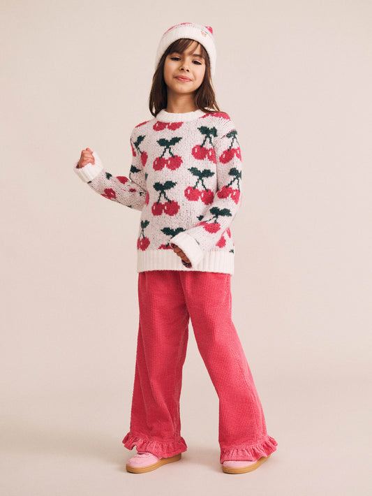 Huxbaby Cord Frill Hem Pant Cherry