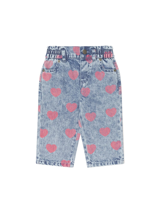 Huxbaby Dreamy Denim Hearts Jeans Denim / Cherry