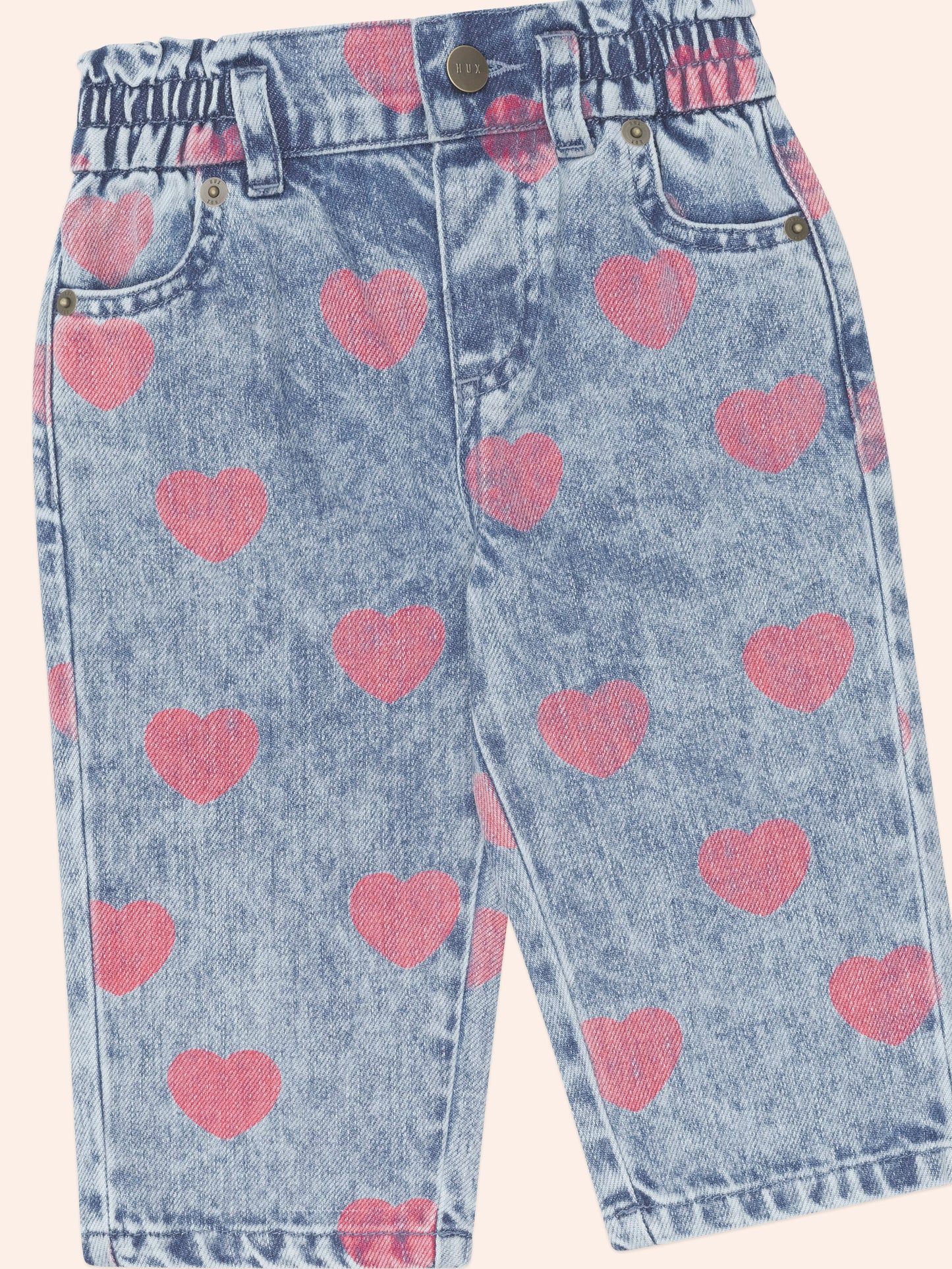 Huxbaby Dreamy Denim Hearts Jeans Denim / Cherry