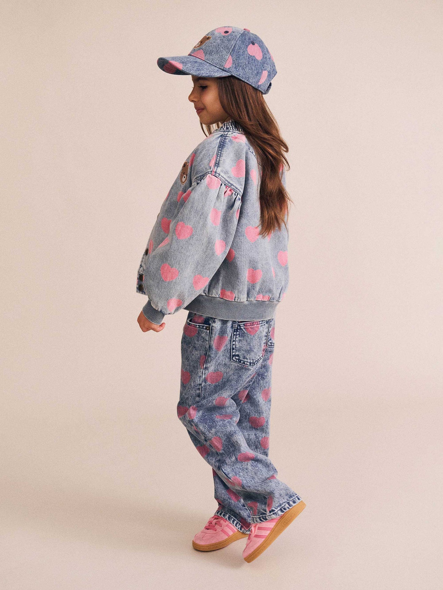 Huxbaby Dreamy Denim Hearts Jeans Denim / Cherry