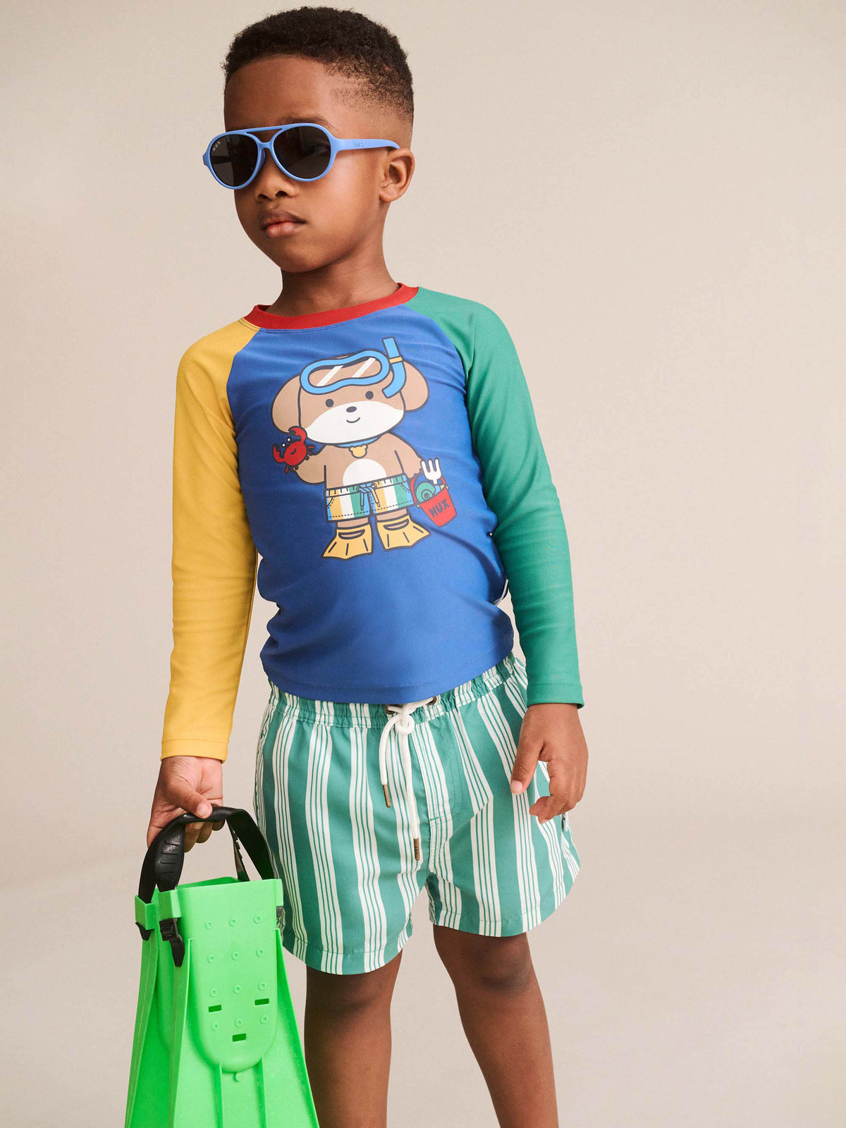 Huxbaby Vintage Green Stripe Boardshort
