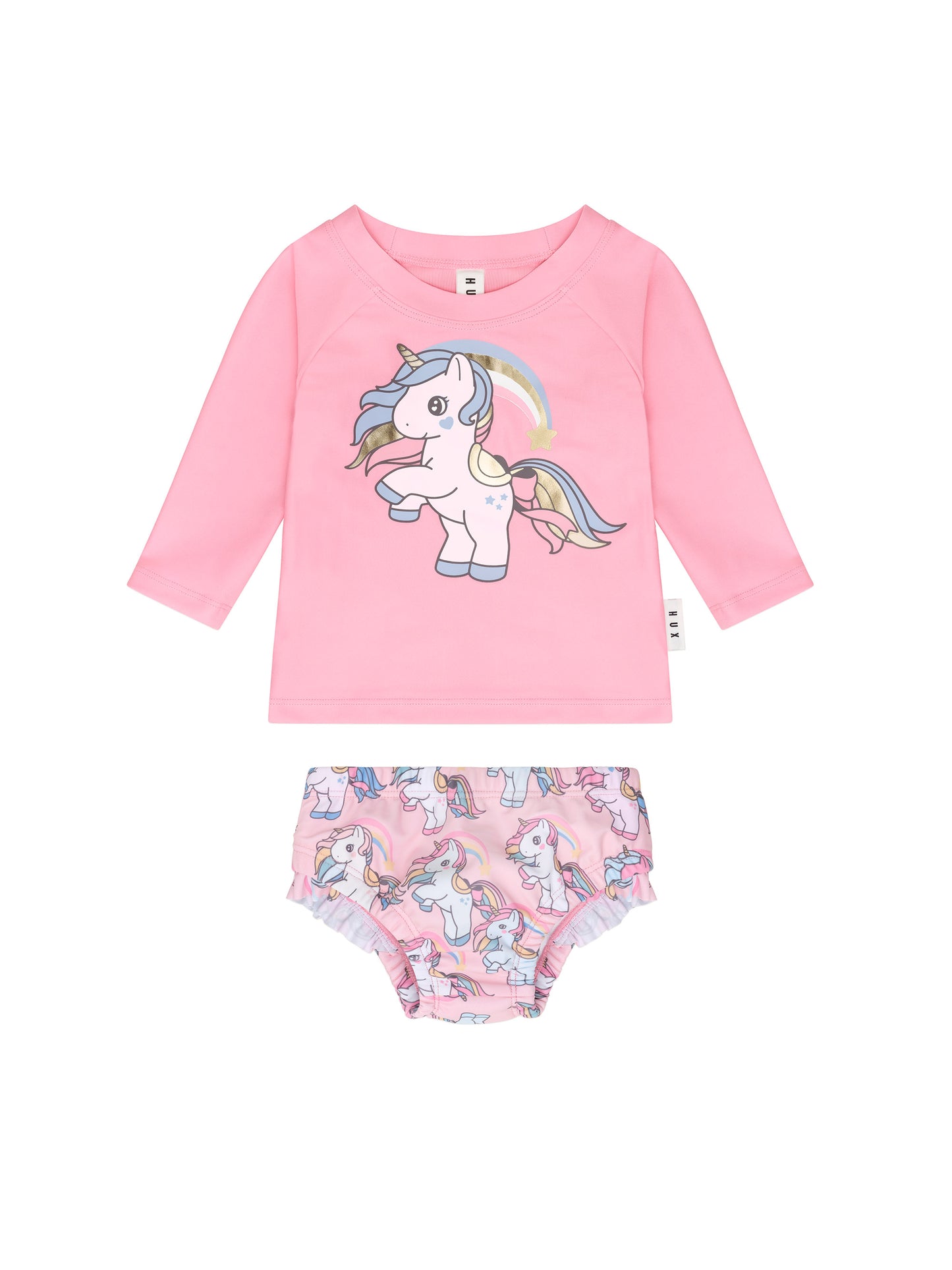 Huxbaby Rainbow Unicorn Swim Set Bubblegum + Candy