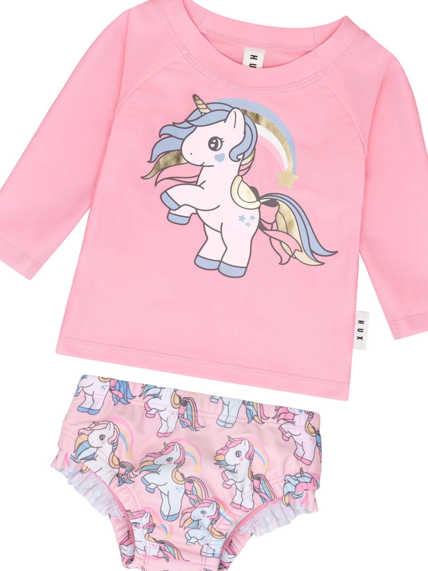 Huxbaby Rainbow Unicorn Swim Set Bubblegum + Candy