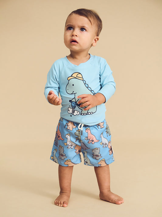 Huxbaby Construction Dino Rashguard Ocean