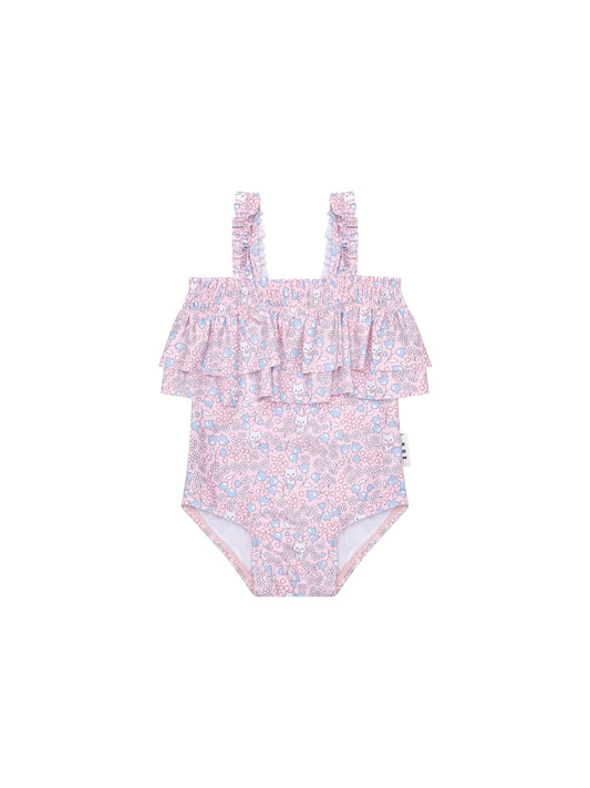 Huxbaby Bluebell Floral Frill Swimsuit Cherry Blossom