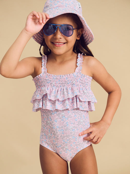 Huxbaby Bluebell Floral Frill Swimsuit Cherry Blossom