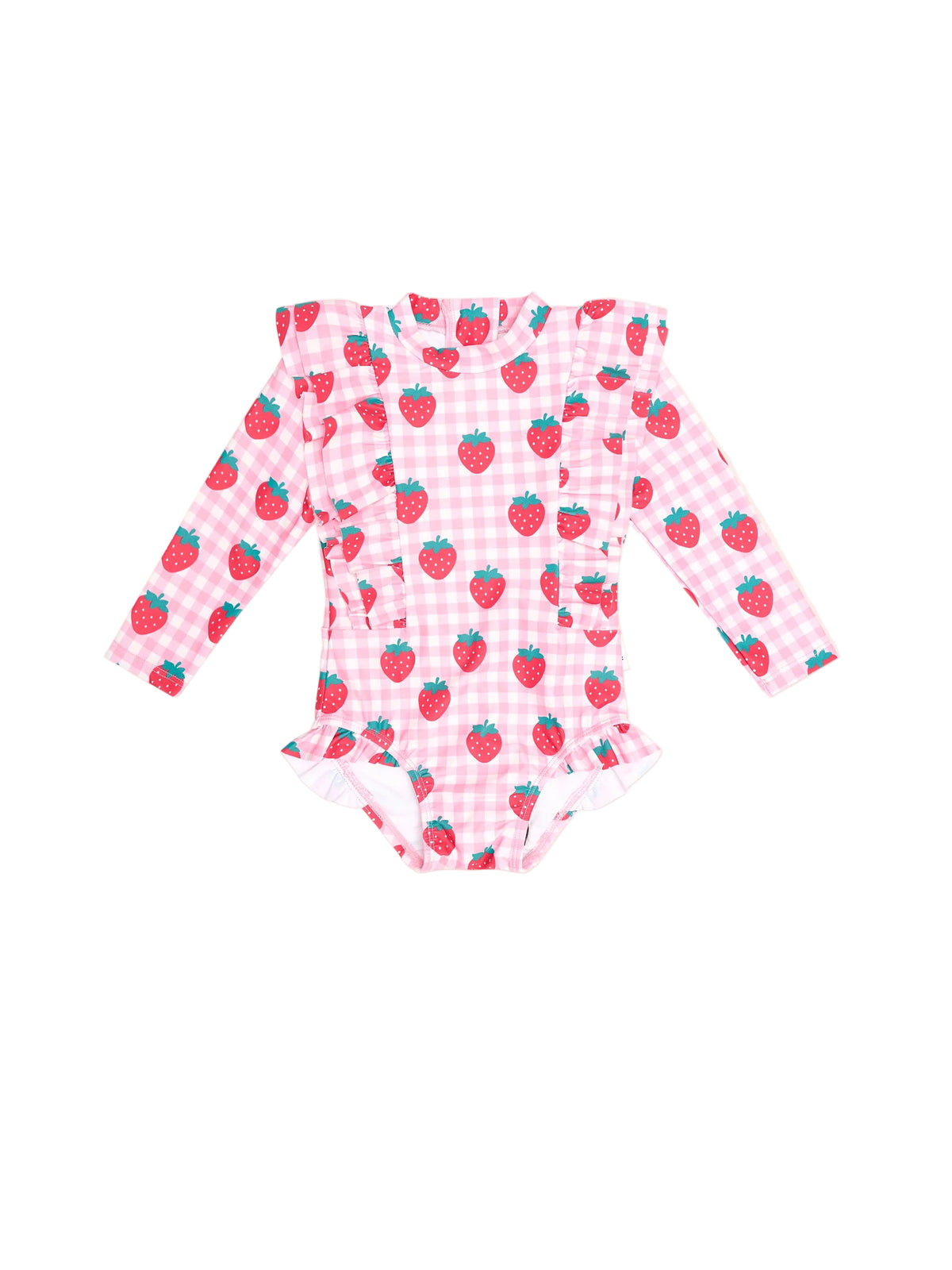 Huxbaby Strawberry Check Frill Swimsuit