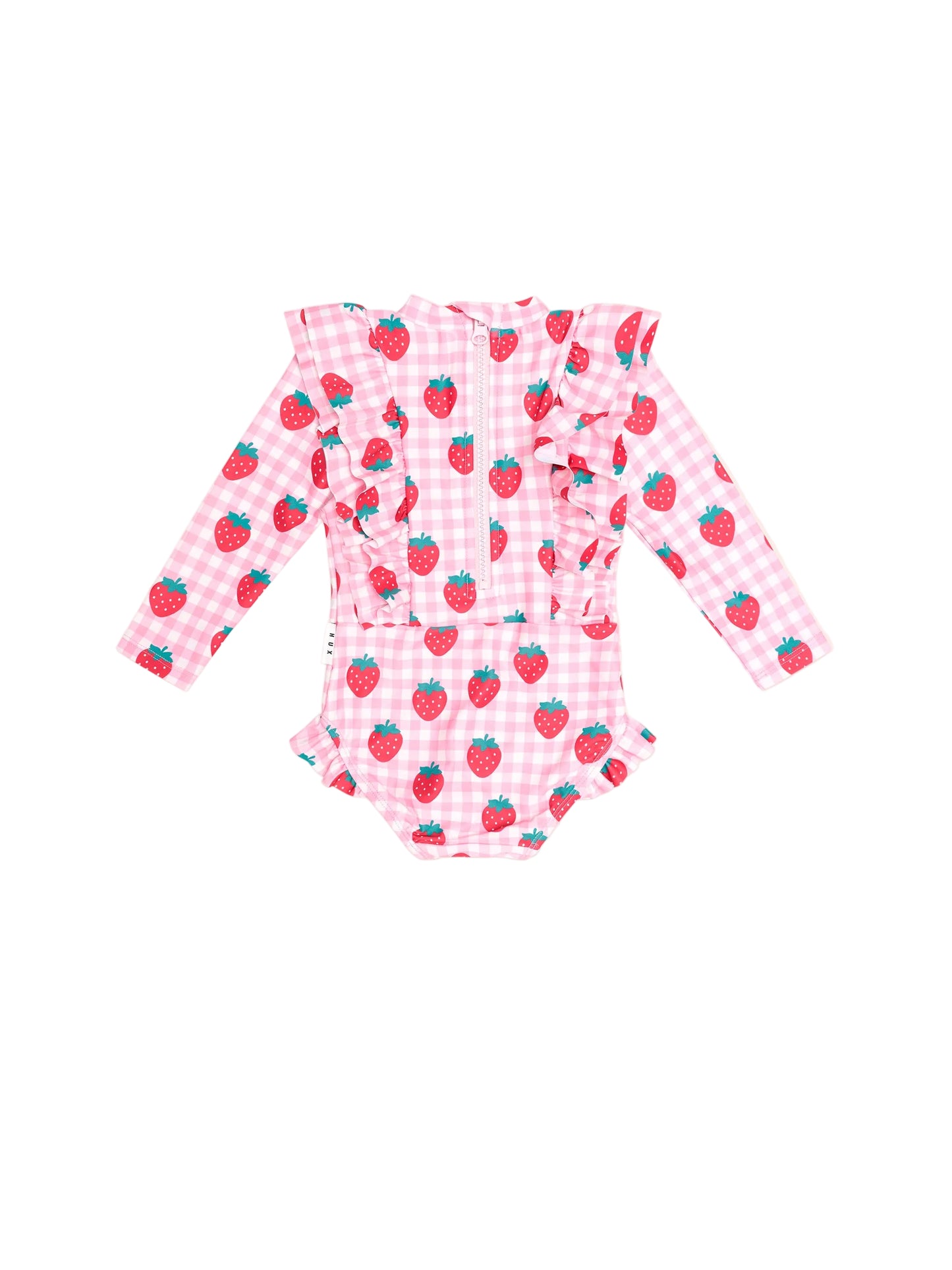 Huxbaby Strawberry Check Frill Swimsuit