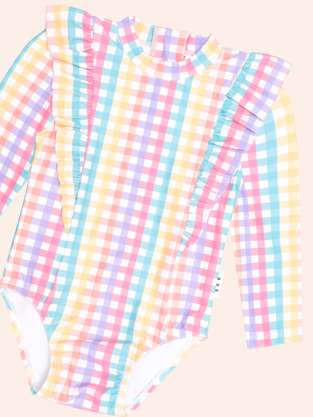 Huxbaby Rainbow Check Frill Swimsuit