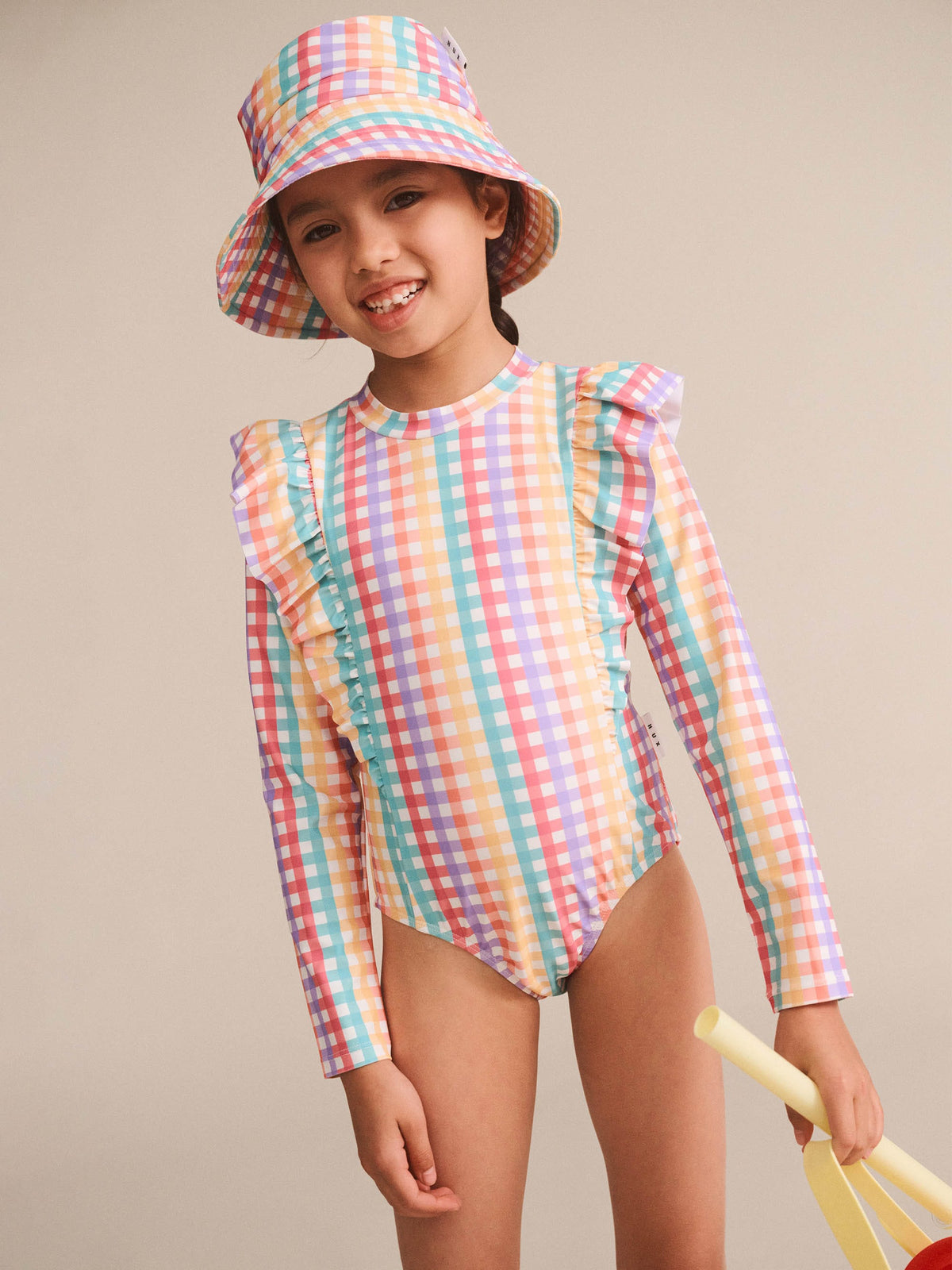 Huxbaby Rainbow Check Frill Swimsuit