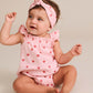 Huxbaby I Heart You Pointelle Bubble Romper and Headband Baby Pink