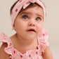Huxbaby I Heart You Pointelle Bubble Romper and Headband Baby Pink