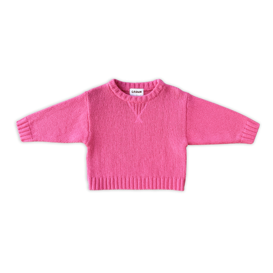 Grown Merino Blend Knit Pull Over - Raspberry