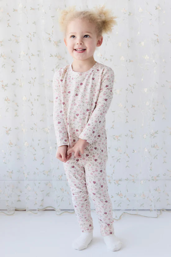 Jamie Kay Organic Cotton Atlas Long Sleeve Pyjama Set Berry Cream Adaline Berries