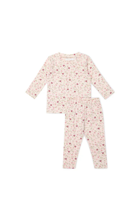 Jamie Kay Organic Cotton Atlas Long Sleeve Pyjama Set Berry Cream Adaline Berries