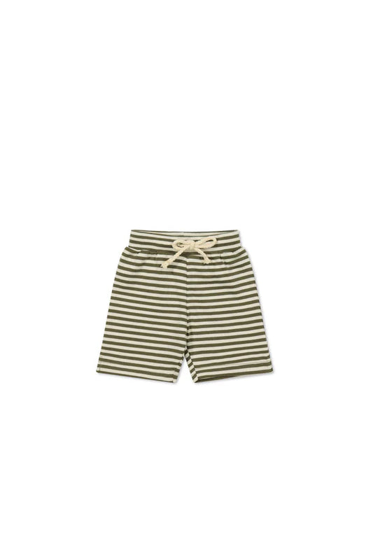 Jamie Kay Pima Cotton Marley Short Narrow Stripe Deep Olive/Soft Clay