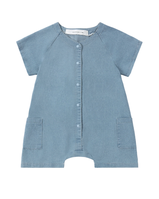 Susukoshi Denim Mechanic Suit Shorts Baby Blue