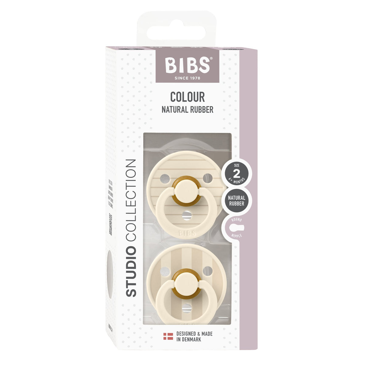 BIBS Dummies Size 2 Twin Pack Studio Pin Ivory Vanilla Mix