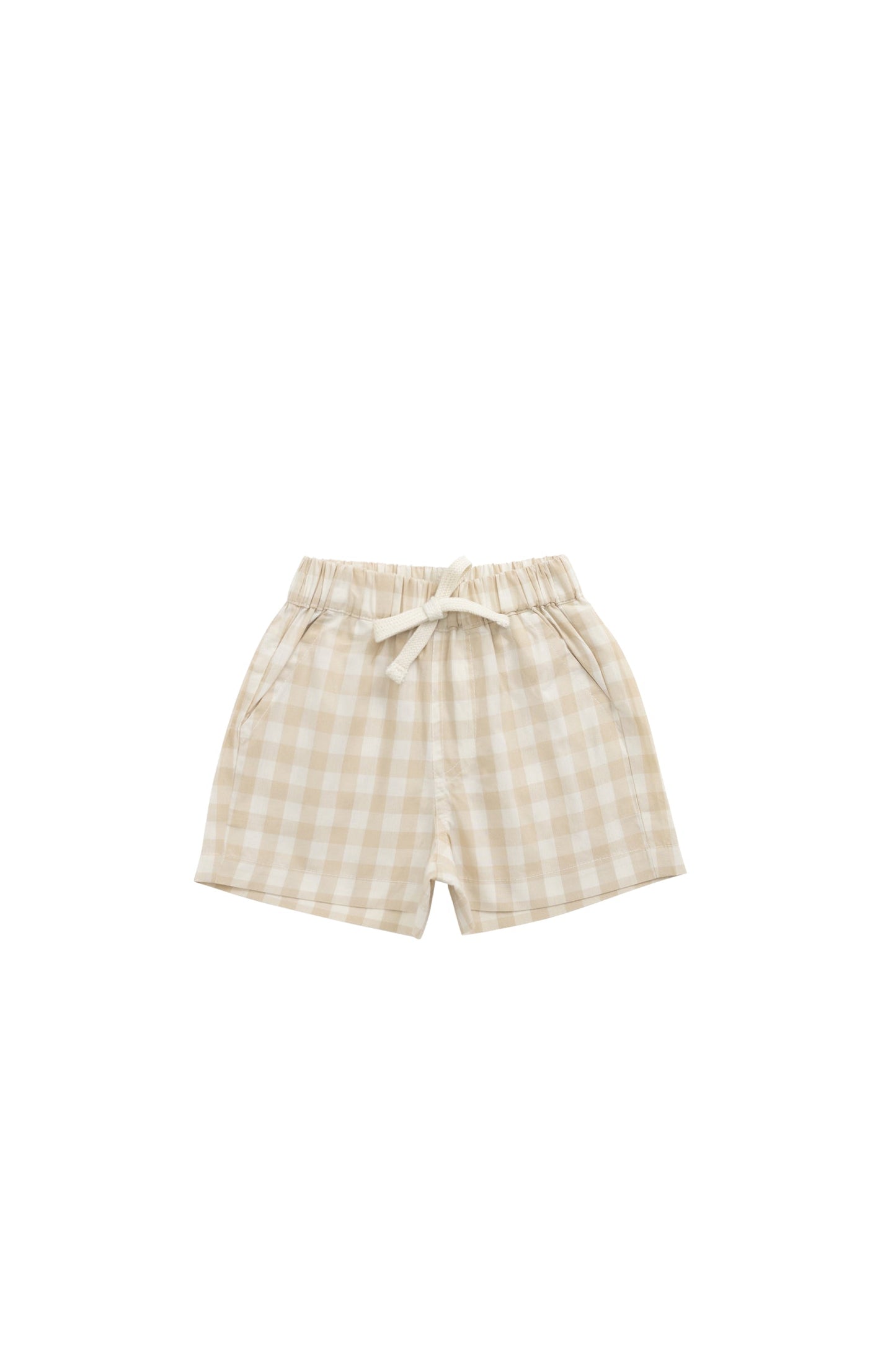 Jamie Kay Organic Cotton Louis Short Gingham Pale Khaki