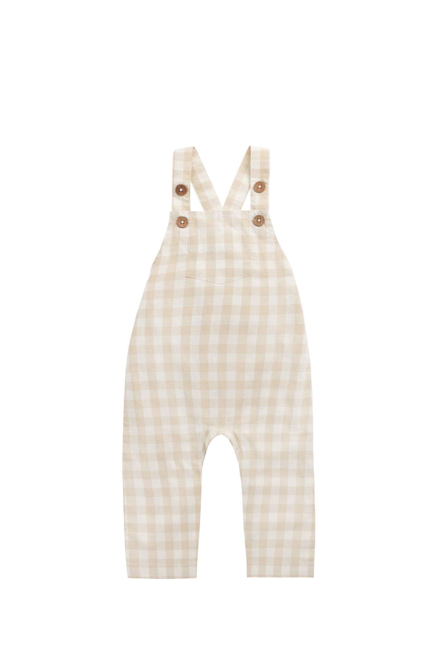 Jamie Kay Organic Cotton Kingston Overall Gingham Pale Khaki