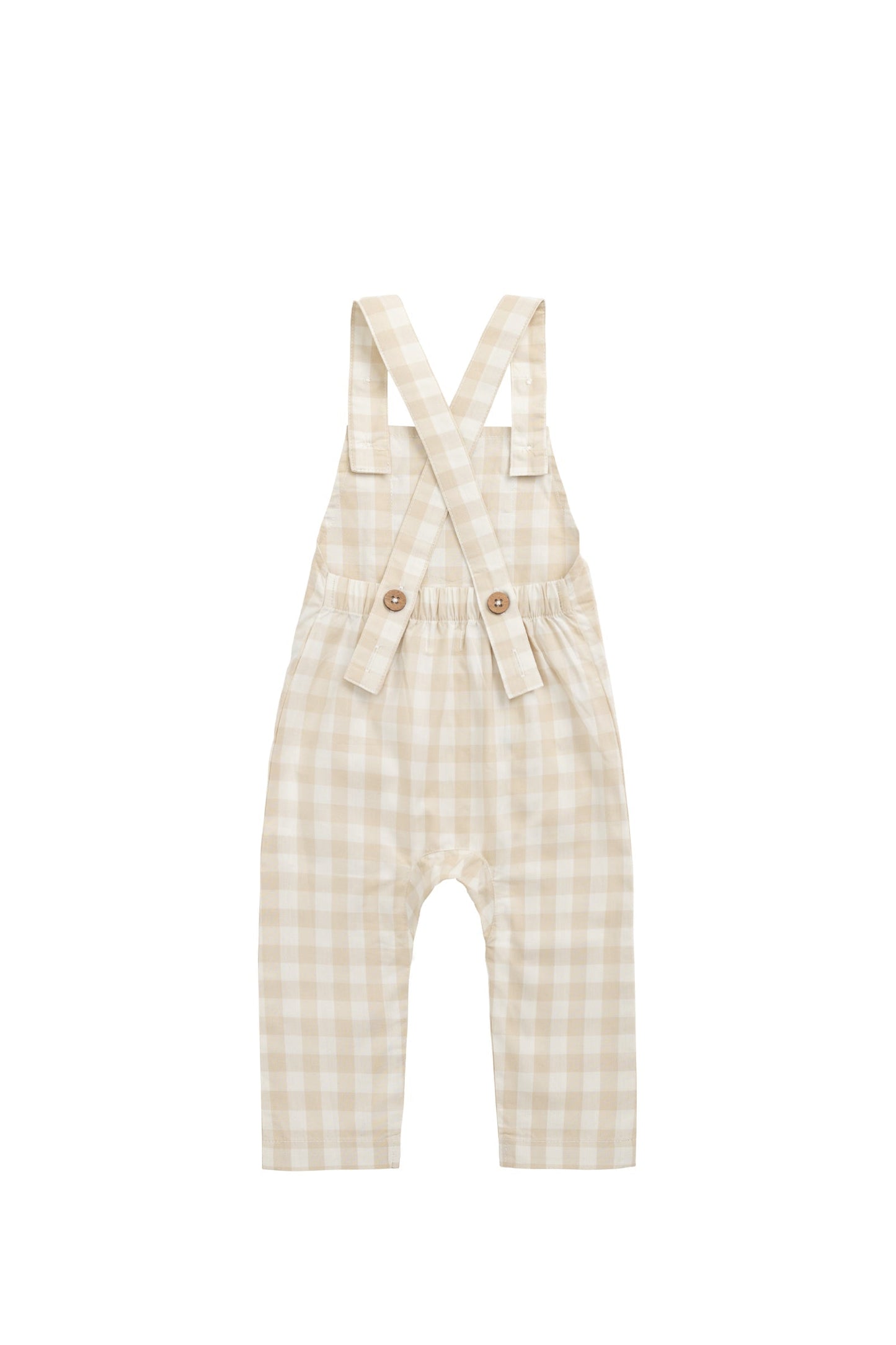 Jamie Kay Organic Cotton Kingston Overall Gingham Pale Khaki