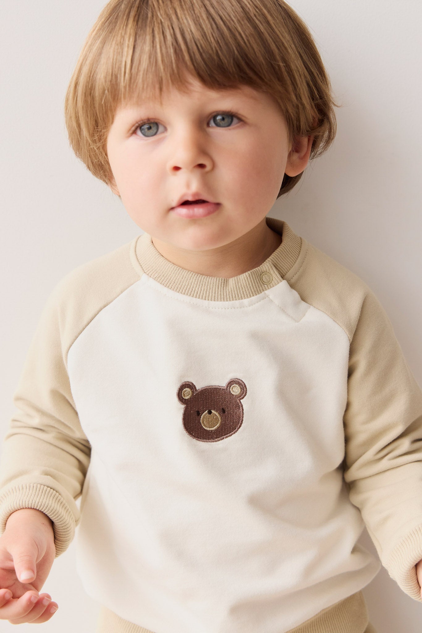 Jamie Kay Organic Cotton Tao Sweatshirt Biscuit/Cloud Bobbie Bear