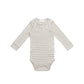 Jamie Kay Organic Cotton Modal Long Sleeve Bodysuit Narrow Stripe Gazelle/Oat