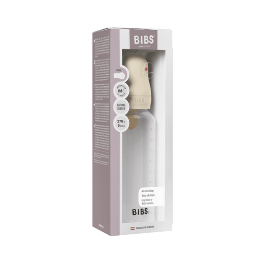 BIBS Dummies 270ml BPA free Plastic Bottle Set Ivory