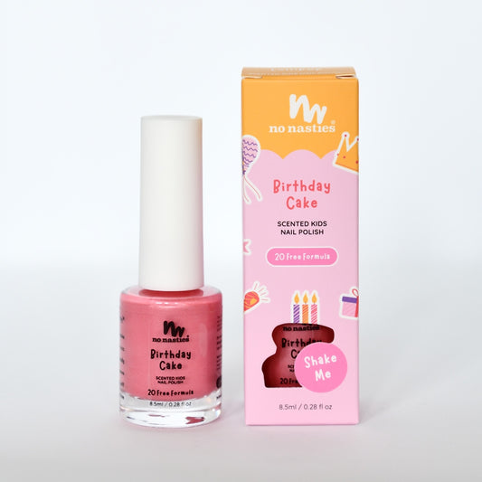 No Nasties Water Based Scented Scratch Off Kids Nail Polish Birthday Cake Party Pink