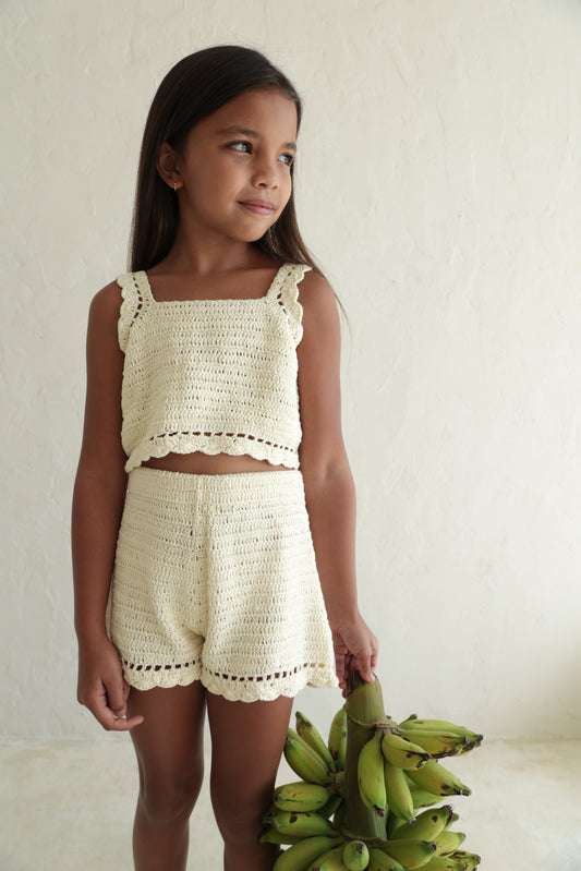Illoura The Label Crochet Shorts Natural