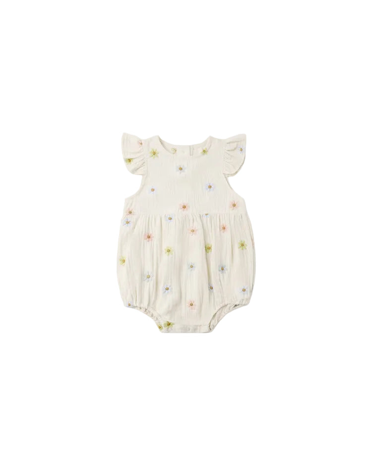 Rylee + Cru Amelia Romper Embroidered Daisies