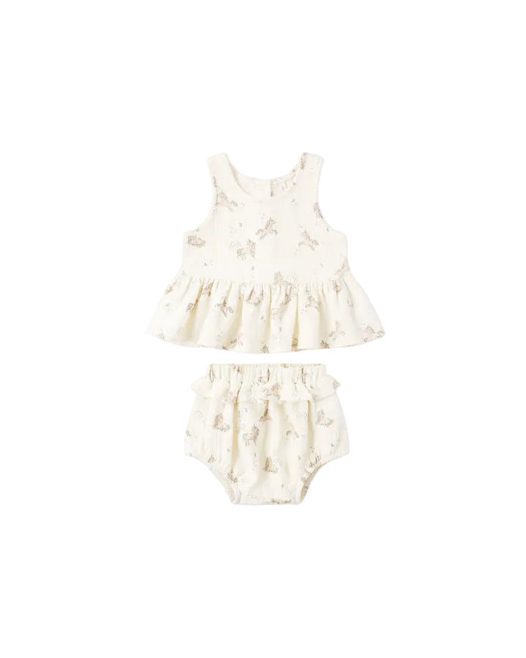 Quincy Mae Sleeveless Peplum Set Unicorns